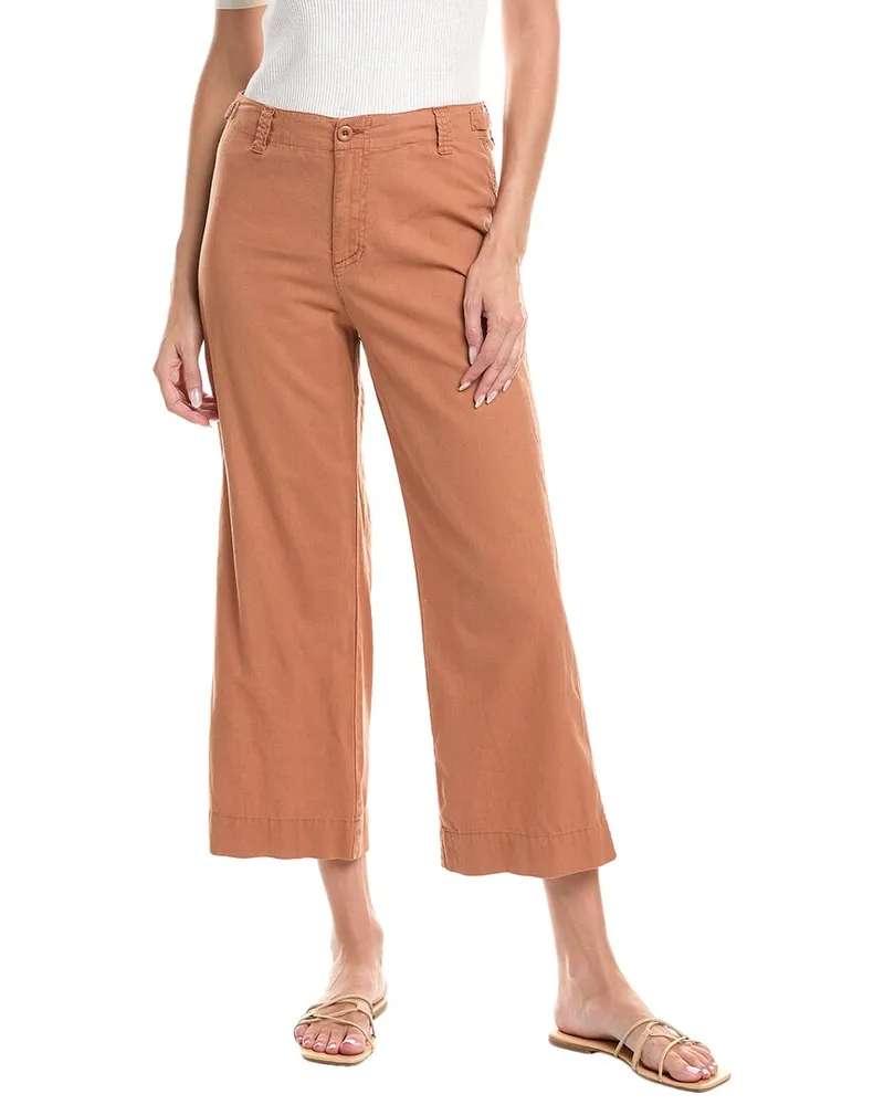 Michael Stars Geraldine Straight Leg Linen-Blend Pant Orange