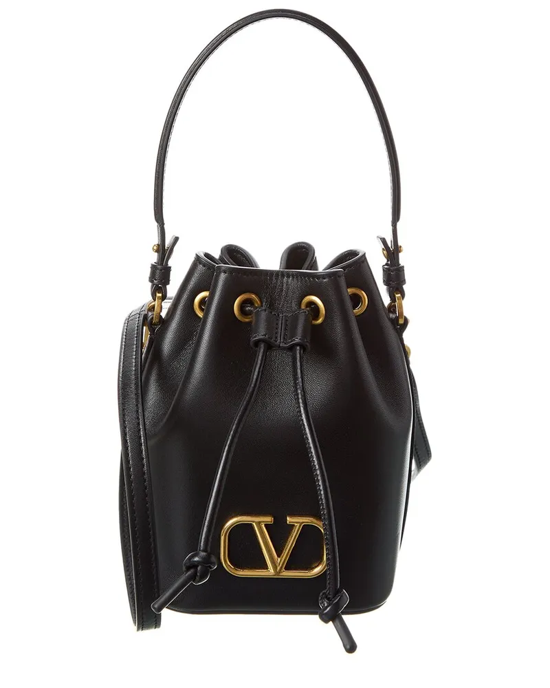 Valentino Garavani VLogo Signature Mini Leather Bucket Bag Nocolor