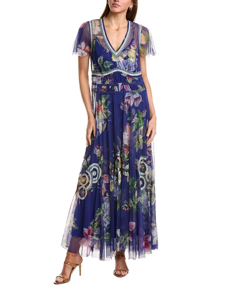 Johnny Was Mazzy Ruched Dress Blue