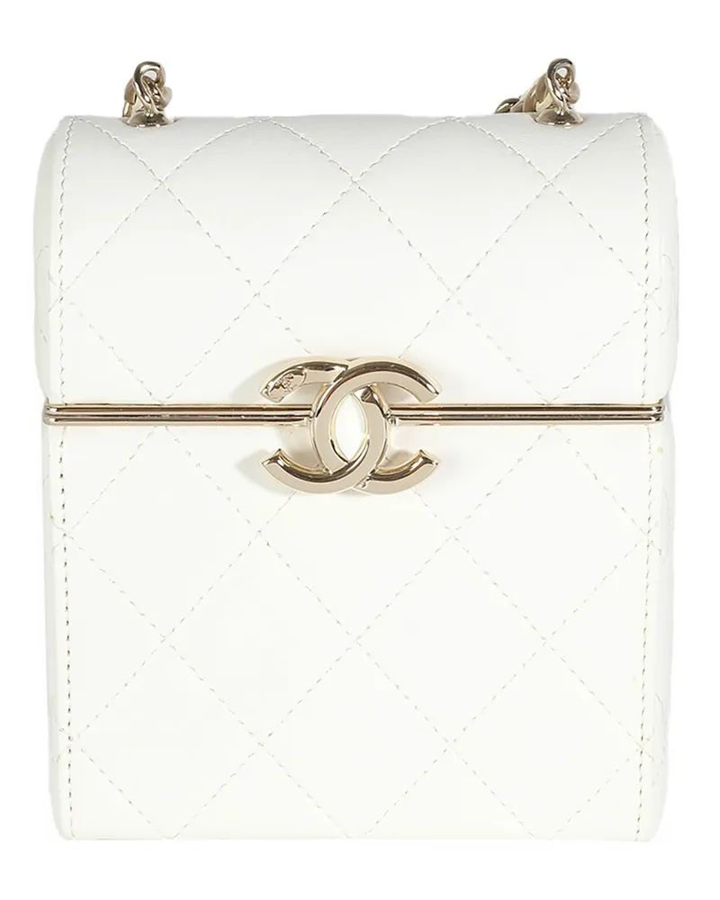Chanel White Quilted Leather Mini Box Clutch (Authentic Pre-Loved Nocolor