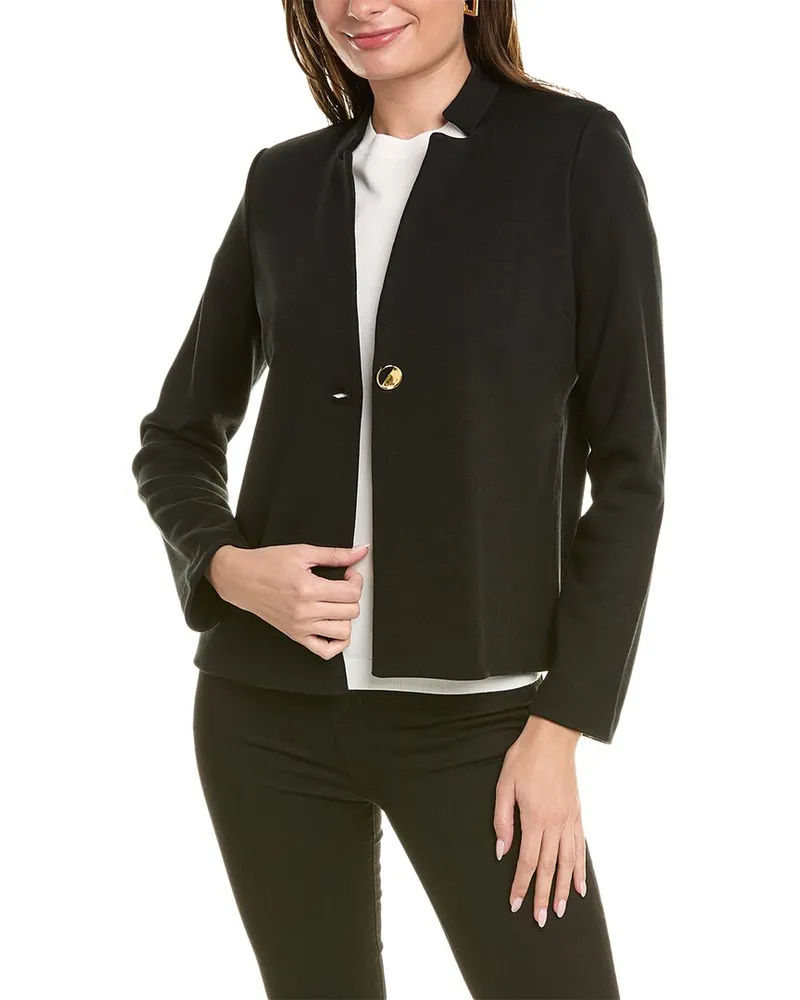 ST. JOHN Milano Knit Wool-Blend Jacket Black