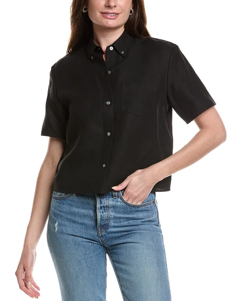 Theory Boxy Linen Top Nocolor