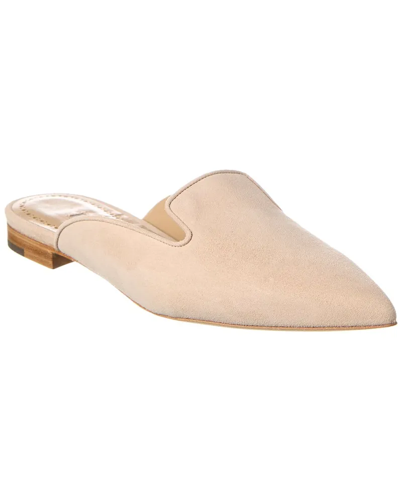 Manolo Blahnik Wilfa Suede Mule Beige