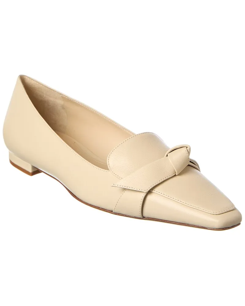 Alexandre Birman Clarita Square Leather Loafer White