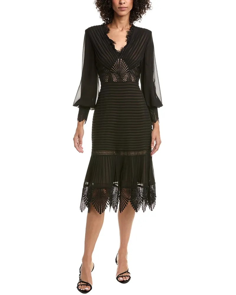 Tadashi Shoji Ridley Bishop Sleeve Midi Dress Black