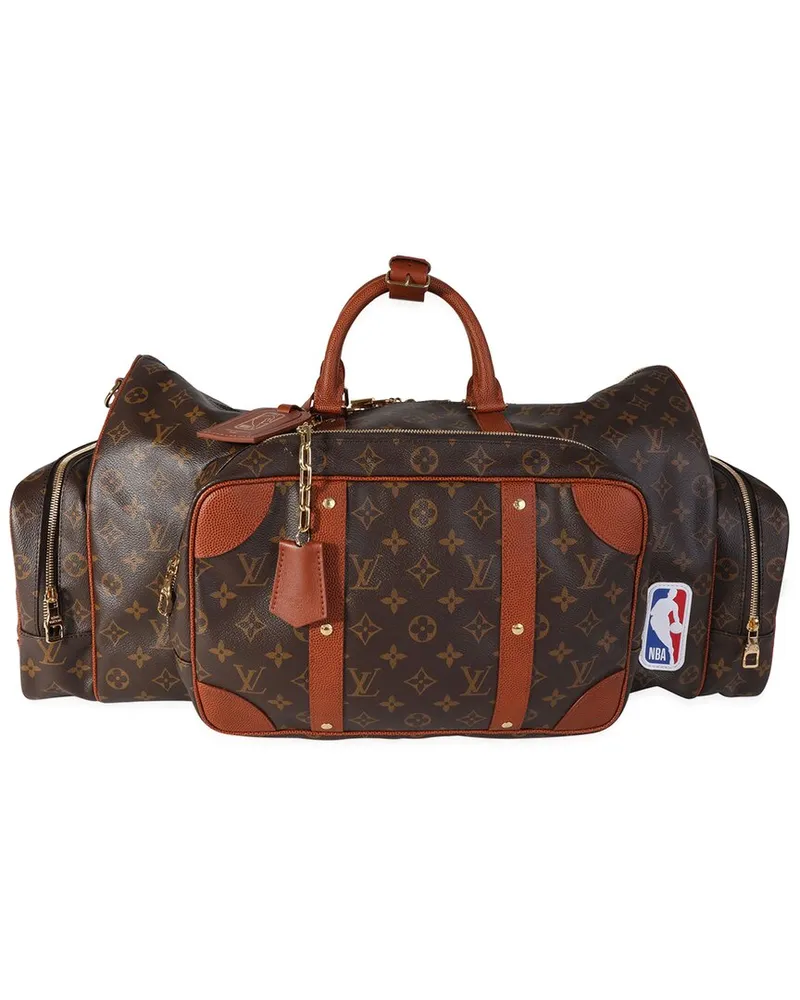 Louis Vuitton Brown Coated Canvas, Leather x NBA Trio Pocket Keepall  (Authentic Pre-Loved Nocolor
