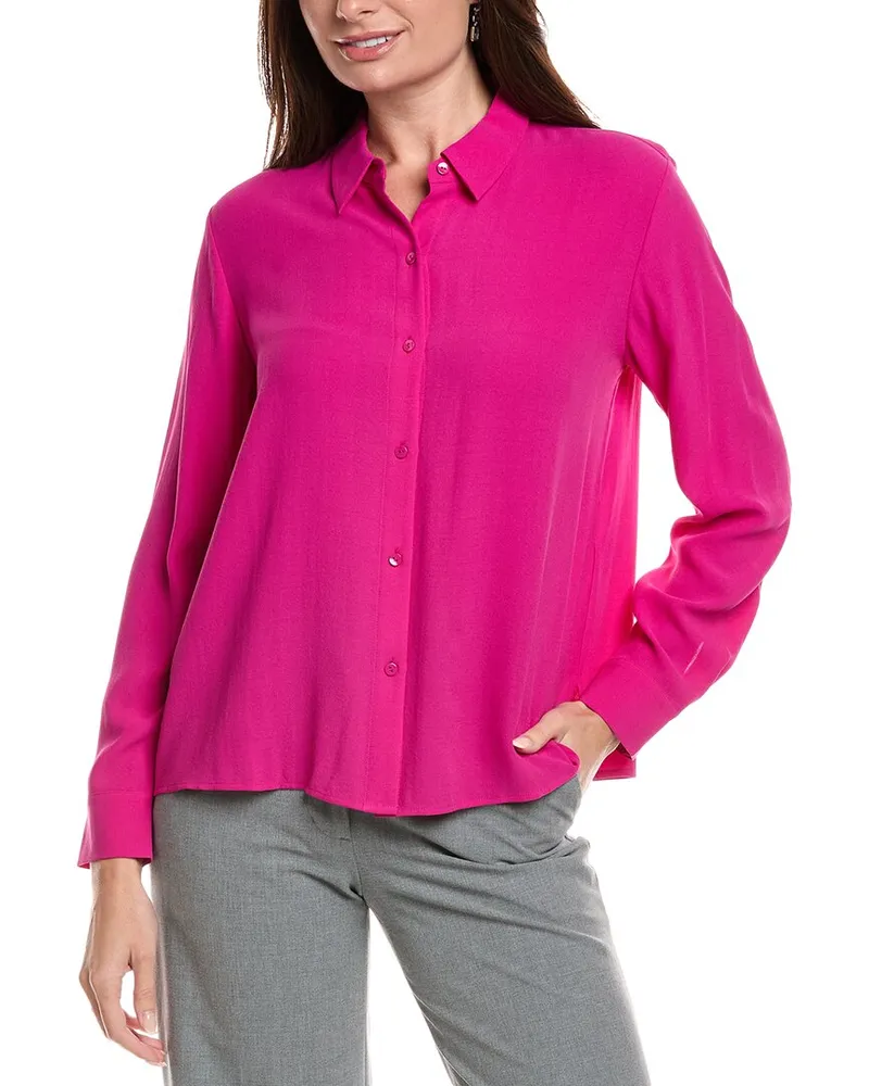 Eileen Fisher Petite Classic Collar Silk Shirt Nocolor