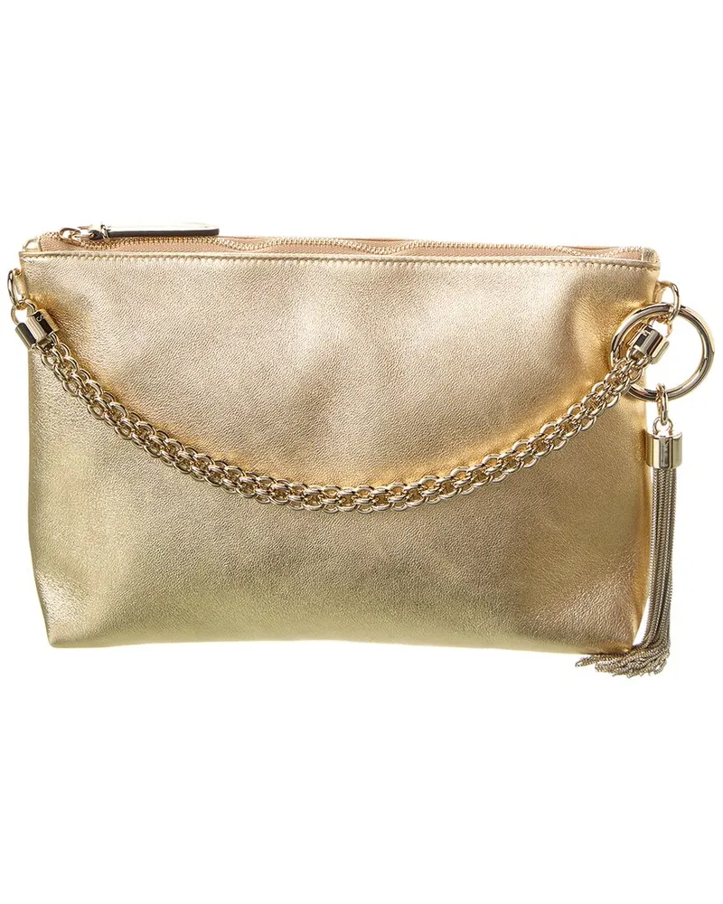 Jimmy Choo Callie Metallic Leather Pouch Gold