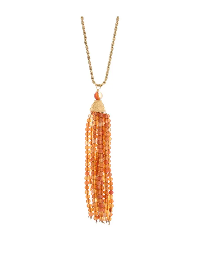Kenneth Jay Lane Plated Agate Tassel Necklace Nocolor