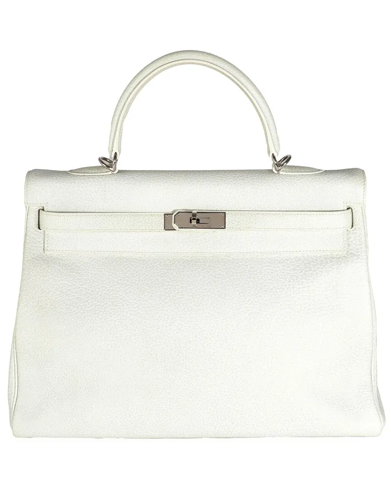 Hermès Gray Leather Buffalo Skipper Dalmatian Retourne Kelly 35 PHW (Authentic  Pre-Loved Nocolor