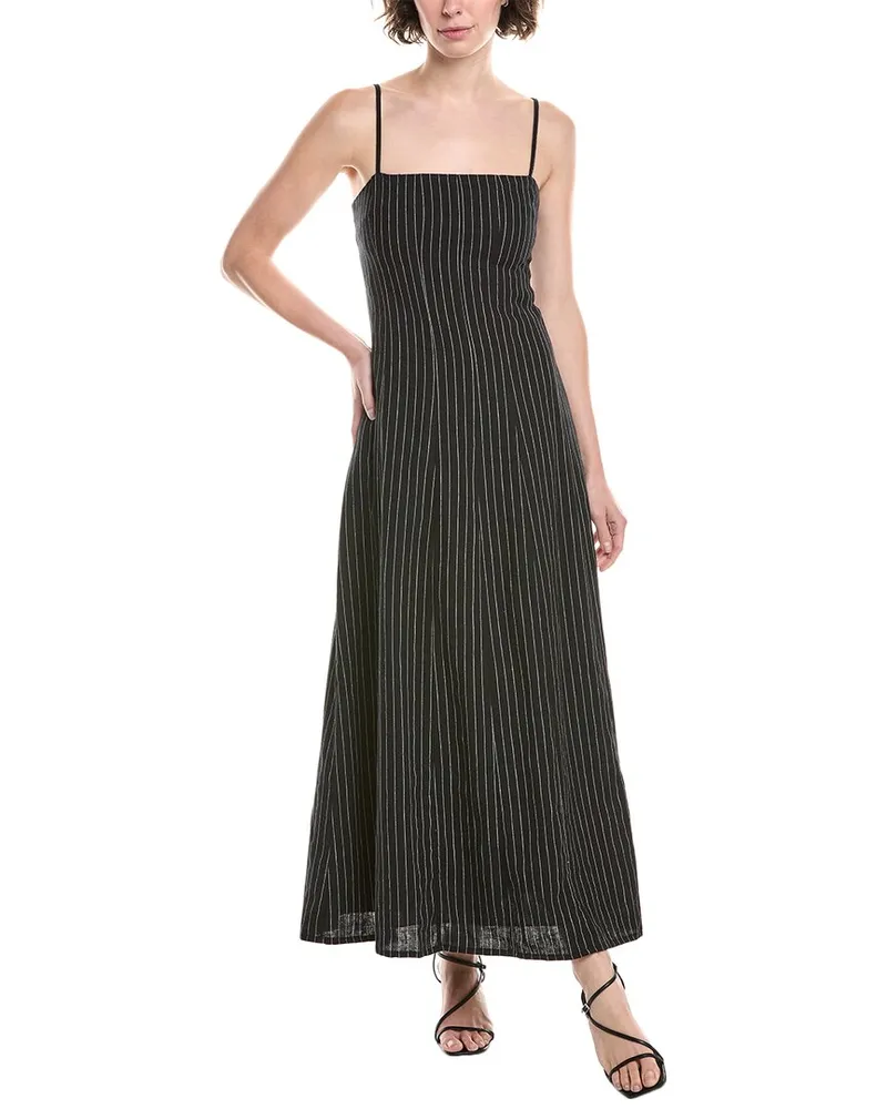 Rag & Bone Bianca Striped Linen-Blend Maxi Dress Black