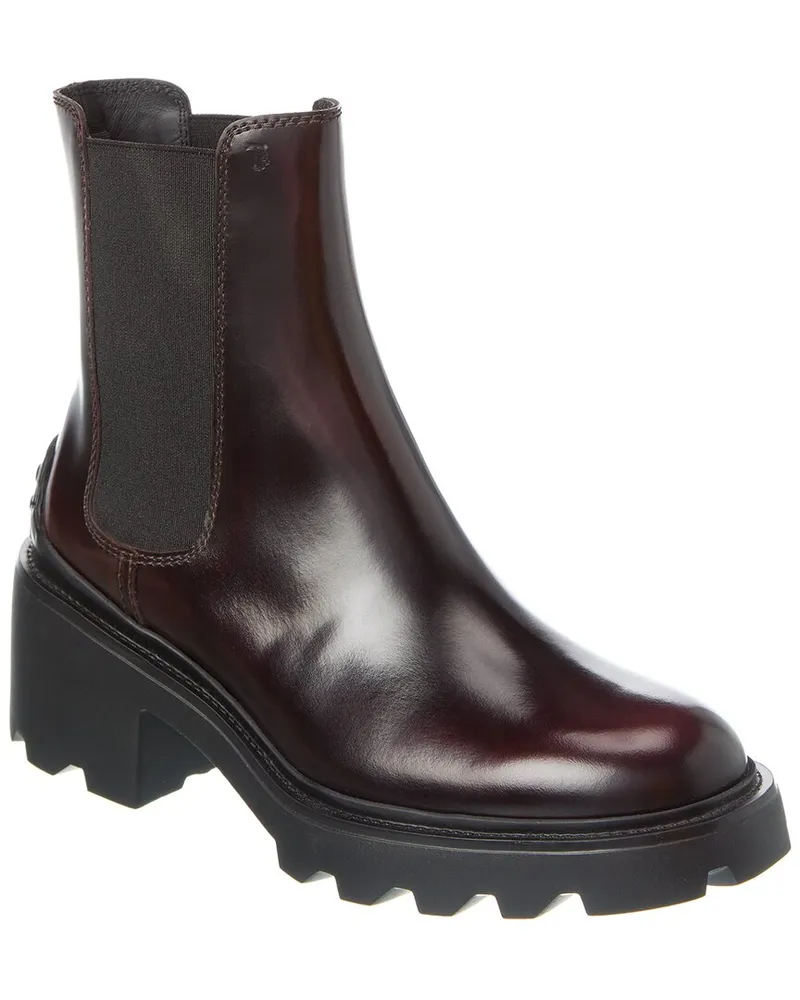 TOD'S TOD’s Logo Leather Boot Brown