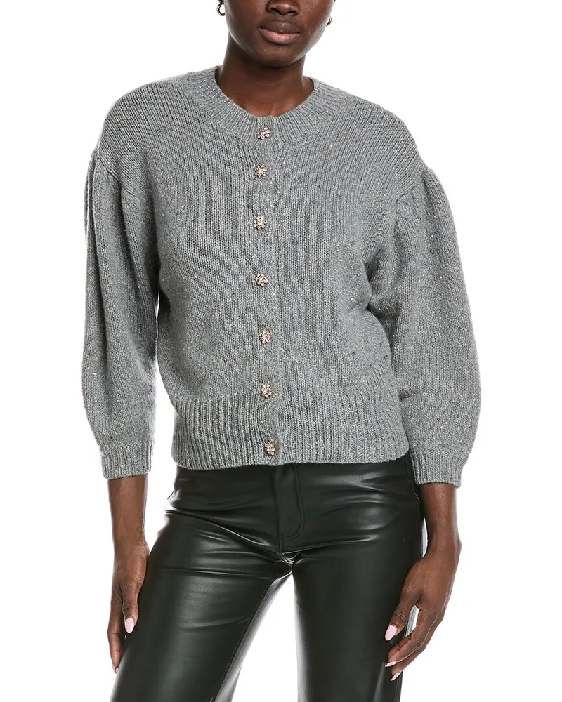 Autumn Cashmere Sequin Cashmere-Blend Cardigan Grey