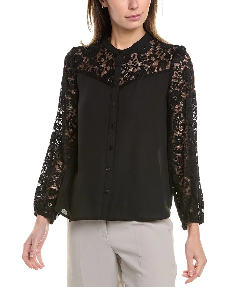 Vince Camuto Lace Paneled Blouse Black