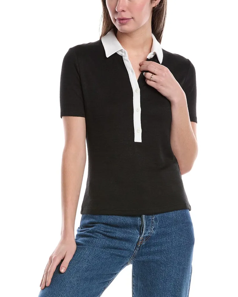 Rag & Bone The Knit Button Polo Shirt Black