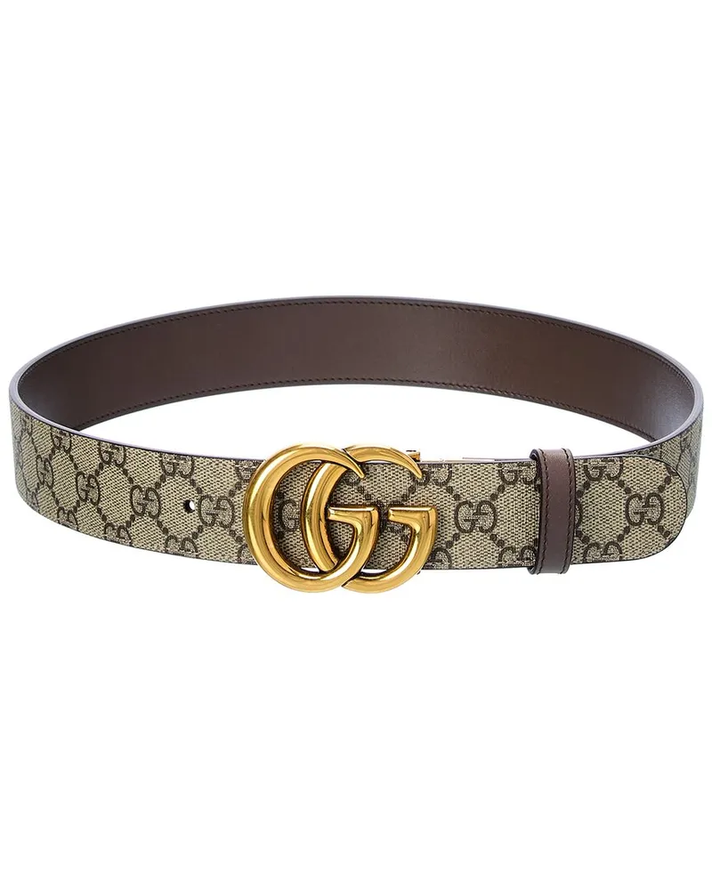 Gucci GG Marmont Reversible GG Supreme Canvas & Leather Belt Brown