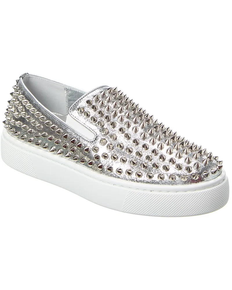 Christian Louboutin Leather Slip-On Sneaker Silver