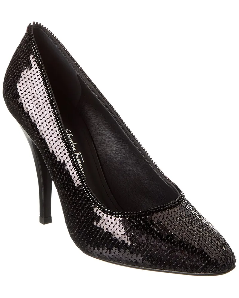Ferragamo Judy Sequin Pump Black