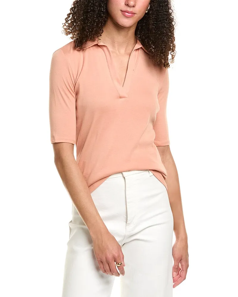 Vince Elbow-Sleeve Polo Shirt Orange