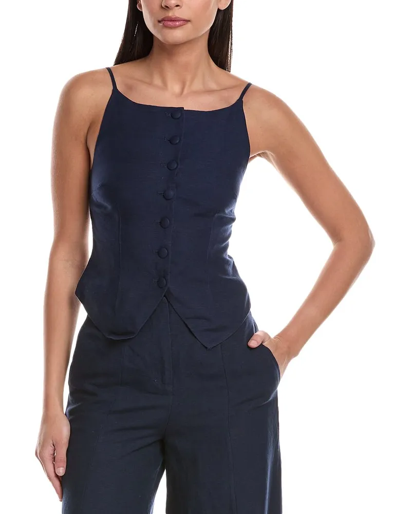 Onia Air Linen-Blend High Neck Top Nocolor