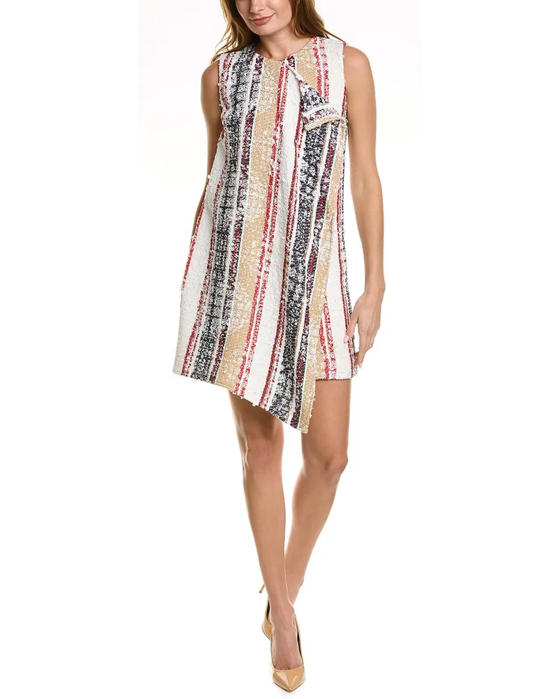 Oscar de la Renta Tweed Silk-Lined Sheath Dress White