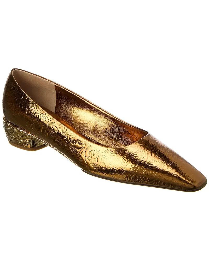 Ferragamo Riace Leather Pump Gold
