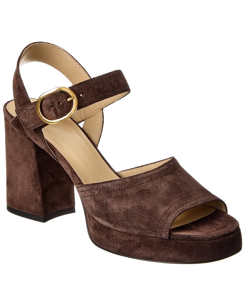 Valentino Garavani VLogo Signature 100 Suede Sandal Brown