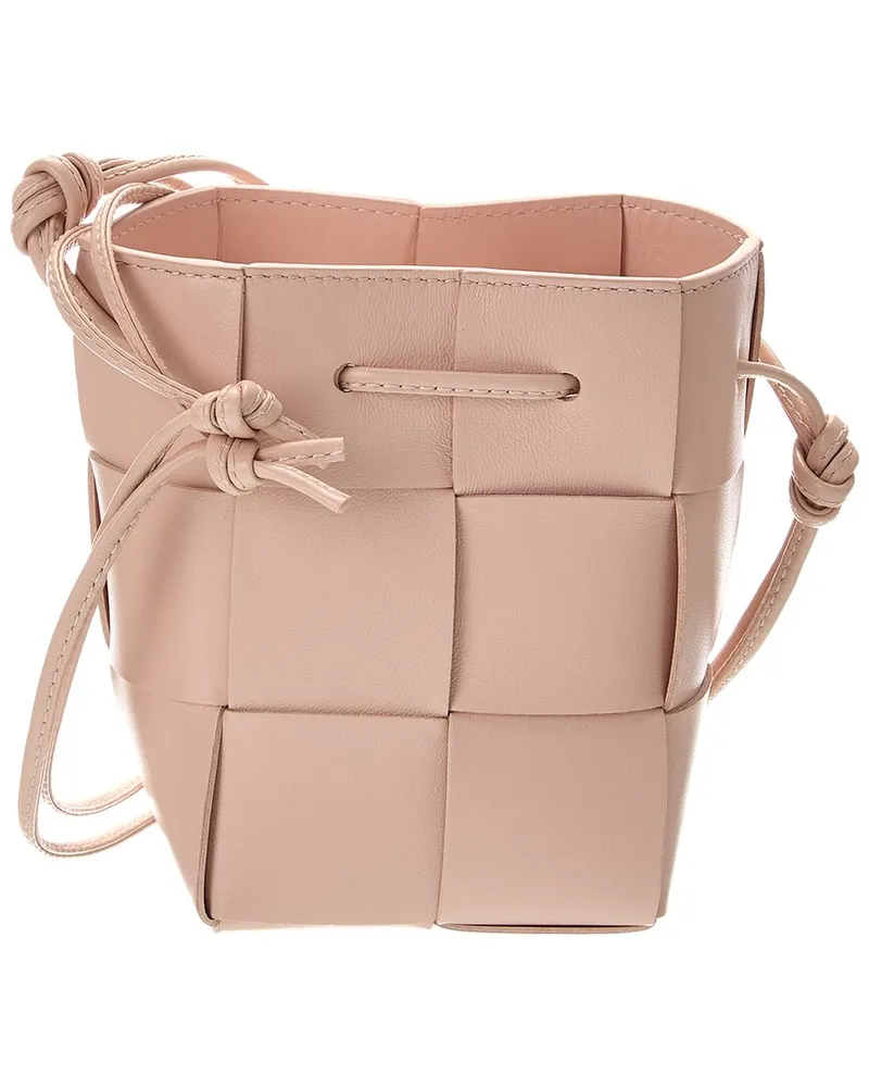 Bottega Veneta Cassette Mini Intrecciato Bucket Bag Pink