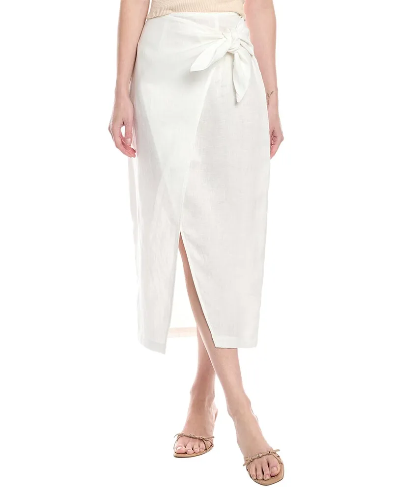 Enza Costa Linen Wrap Skirt White