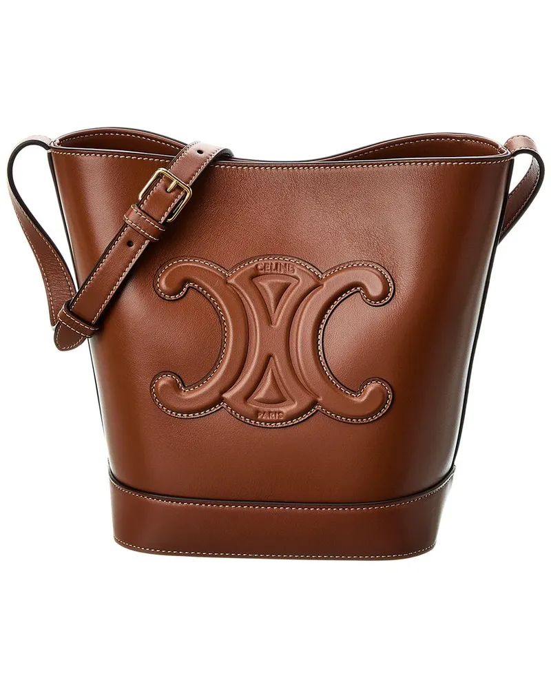 Celine Small Leather Bucket Bag Brown