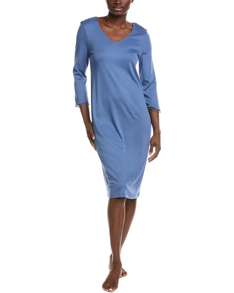 Hanro V-Neck Nightgown Blue