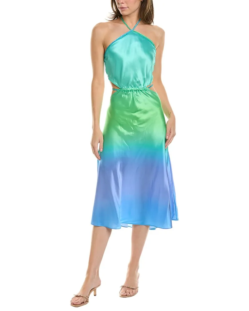 ROCOCO SAND Kiki Silk Midi Dress Blue