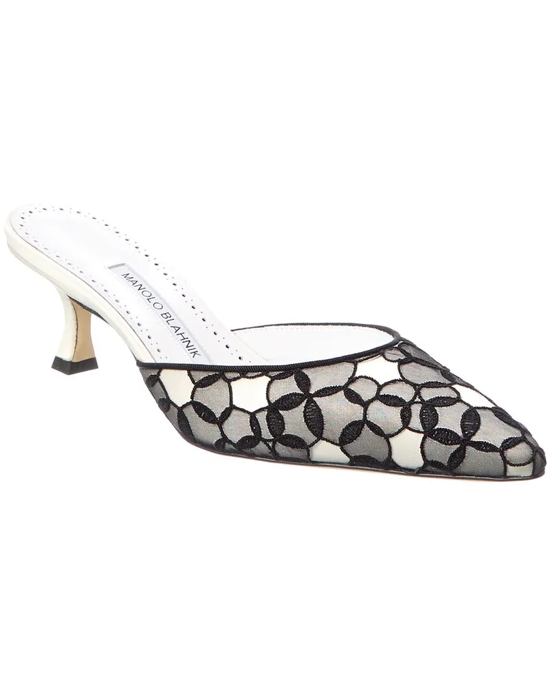 Manolo Blahnik Carolyne 70 Satin Mule White