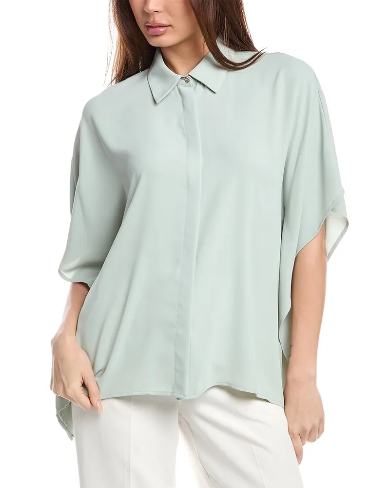 Anne Klein Collared Dolman Sleeve Shirt Green