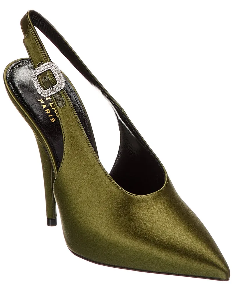 Saint Laurent Yasmeen 115 Satin Slingback Pump Green
