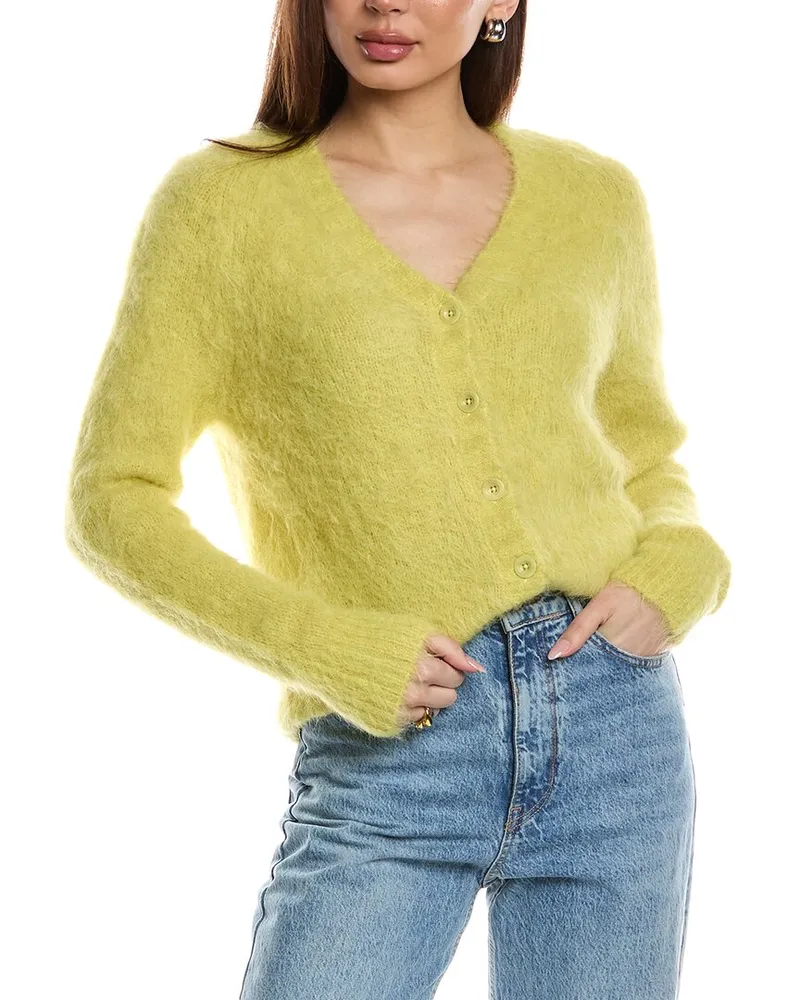 AllSaints Vortex Alpaca-Blend Cardigan Yellow