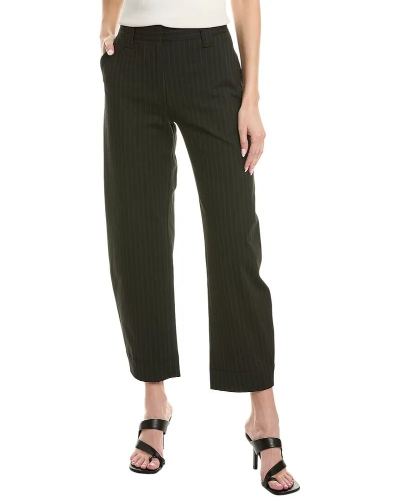 Ganni Stretch Stripe Mid-Waist Pant Black