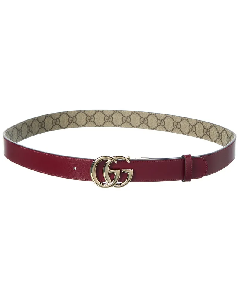 Gucci GG Marmont Reversible GG Supreme Canvas & Leather Belt Red