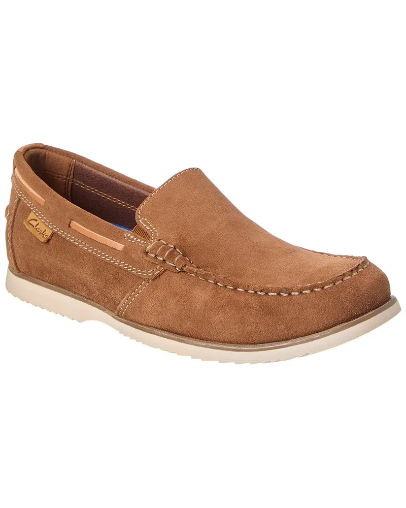 Clarks Collection Noonan Step Suede Boat Shoe Brown