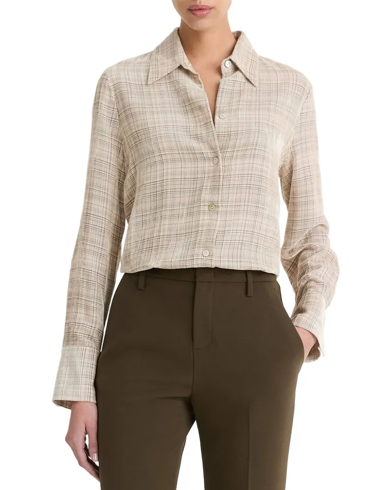 Vince Textured Plaid Button-Down Shirt Nocolor