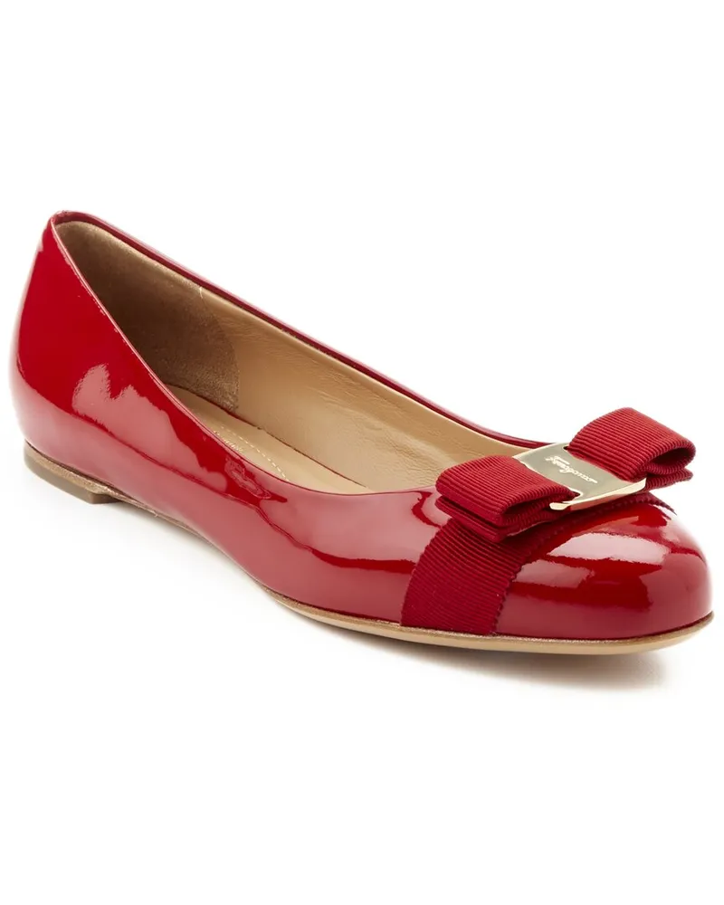 Ferragamo Varina Patent Ballet Flat Red