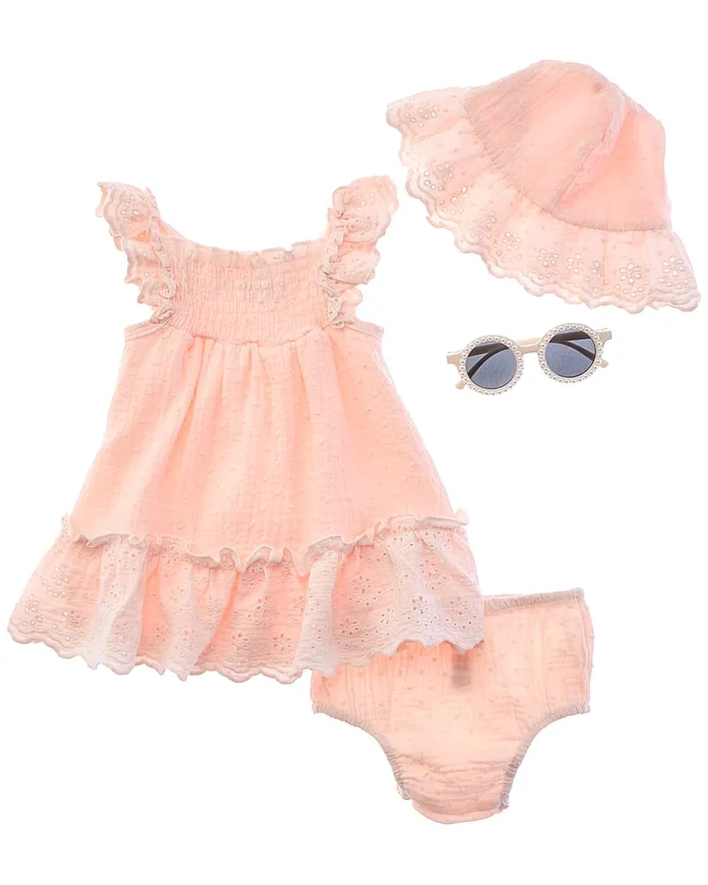 Rachel Zoe 4pc Dobby Gauze Dress Set with Sunglasses Nocolor