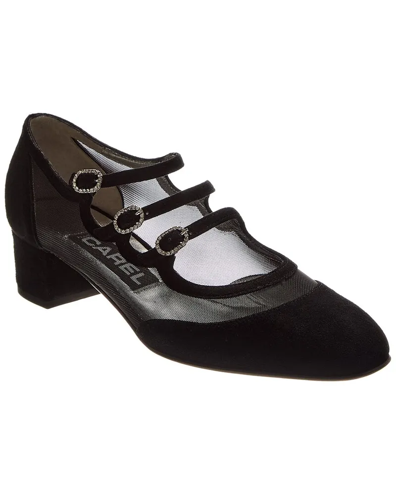 Carel Kinight Suede & Mesh Mary Jane Pump Black