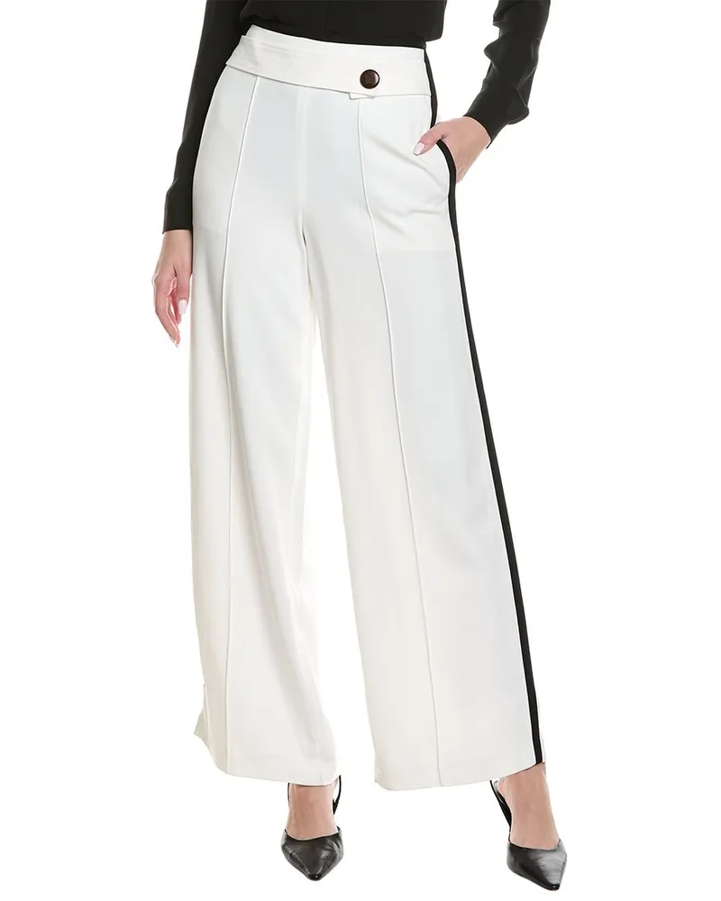 Reiss Lina Button Detail Wide Leg Pant Beige