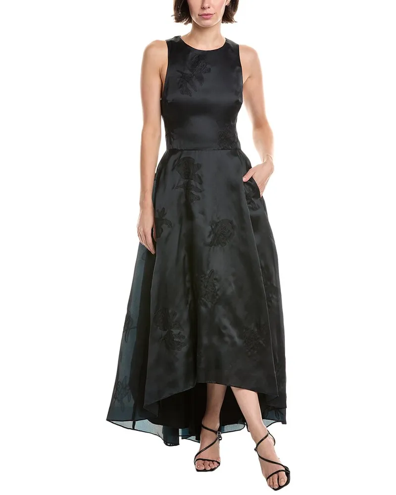 Rebecca Taylor Stitched Silk Maxi Dress Black