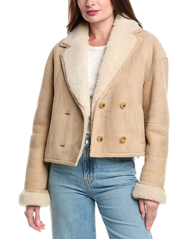 Sandro Shearling Jacket Beige