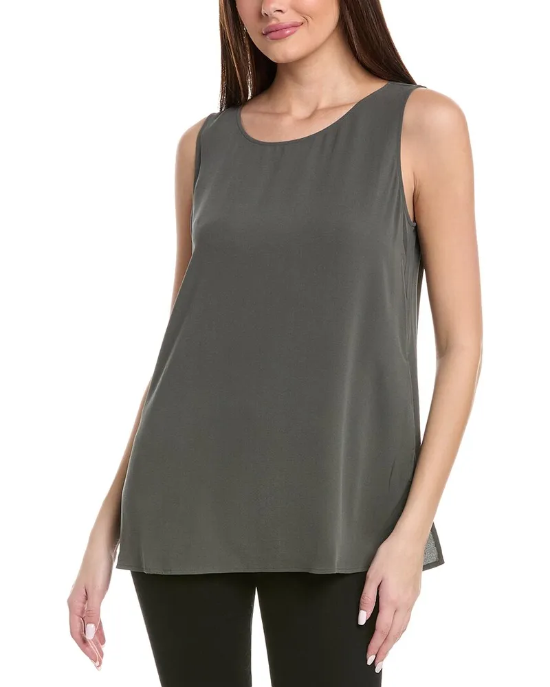 Eileen Fisher Silk Tunic Tank Grey