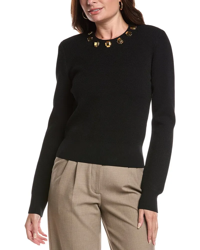 ST. JOHN Pique Knit Sweater Black