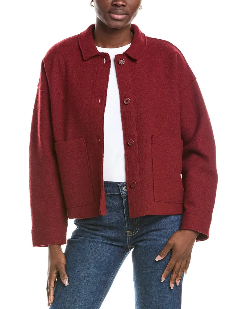 Eileen Fisher Classic Collar Wool-Blend Jacket Red