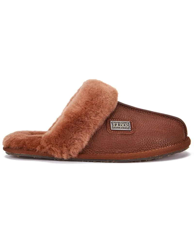 Australia Luxe Closed Mule Leather Slipper Brown